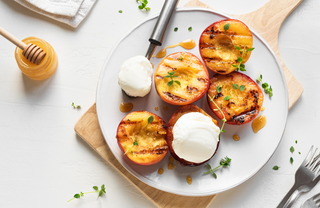 Roasted Peaches with Mascarpone Ice Cream
