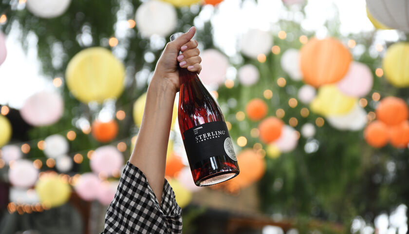 Cellar Society Club Member Holding Bottle of Sterling Rosé