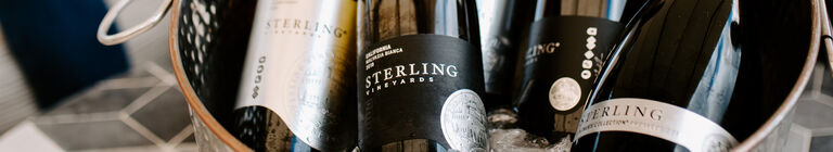 Bottles of Sterling Vineyards White Wine in Ice Bucket