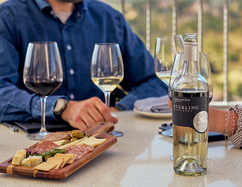 Table with wine and food