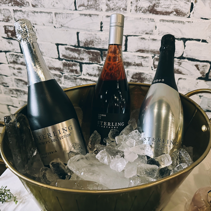 ice bucket with brut, blanc de blancs, and syrah rose