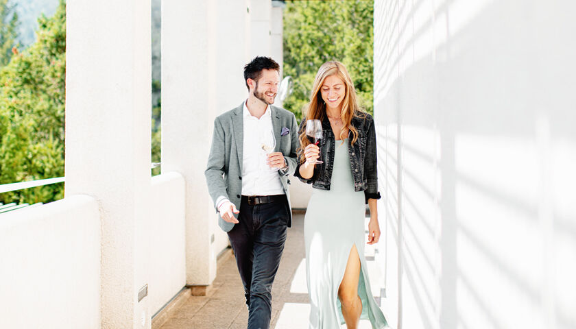 Guests walking on Terrace at Sterling Vineyards