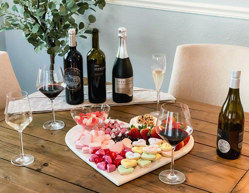 Galentine's dessert board and Sterling wines