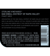 2017 Sterling Vineyards Oak Knoll Pinot Gris Back Label, image 3