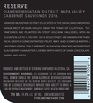 2016 Sterling Vineyards Diamond Mountain District Napa Valley Cabernet Sauvignon Back Label, image 3