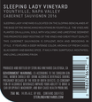 2016 Sterling Vineyards Sleeping Lady Vineyard Yountville Cabernet Sauvignon Back Label, image 3